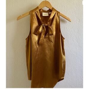 Maeve Gold Classy Anthropologie Tie Blouse Size 12 (u35)
